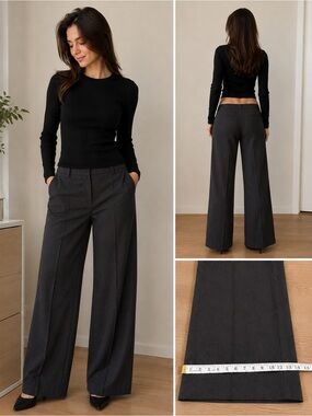 Space Style Concept Wide-Leg Dress Pants in Charcoal